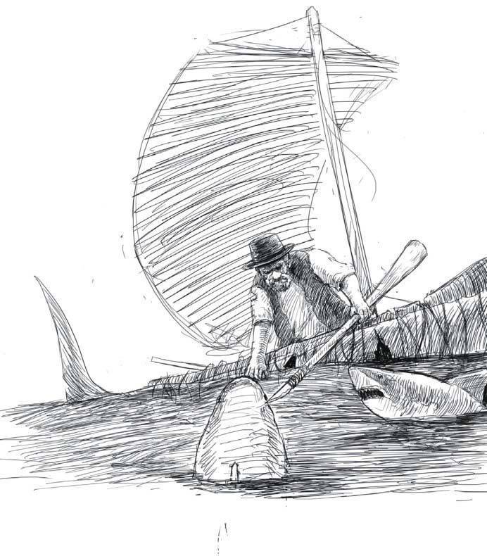老人与海的插图简笔画图片