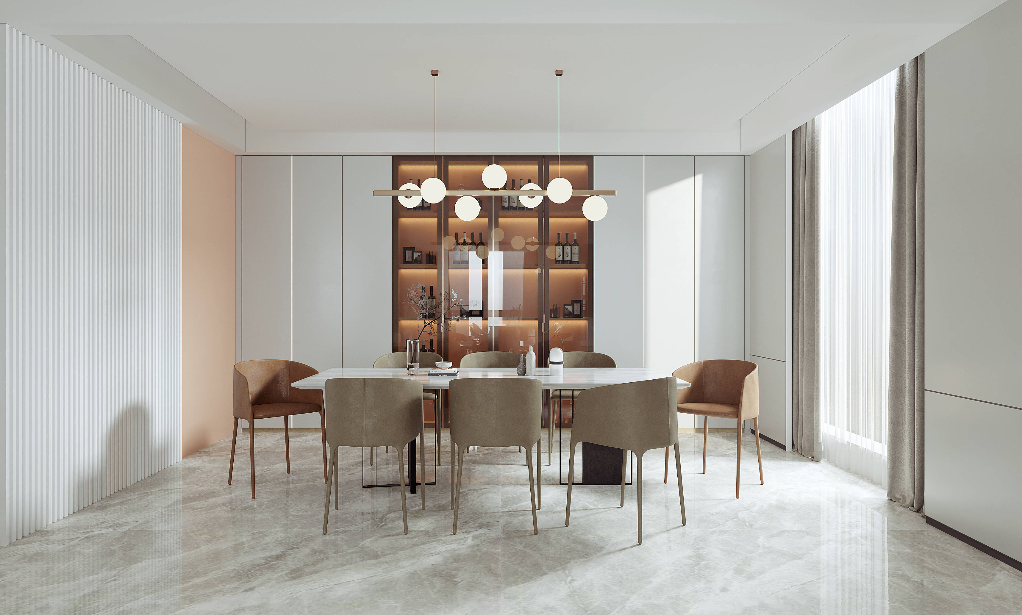 案例分享|简约轻奢的客餐厅一体式设计