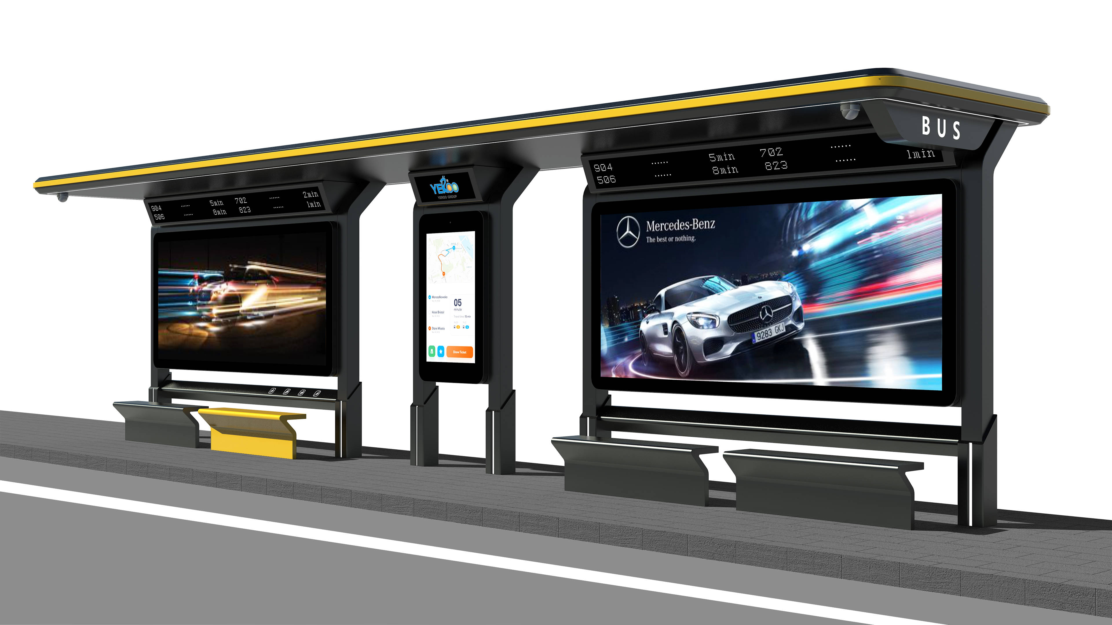 候车亭厂家公交站台防护栏有效保障候车市民的安全yeroo