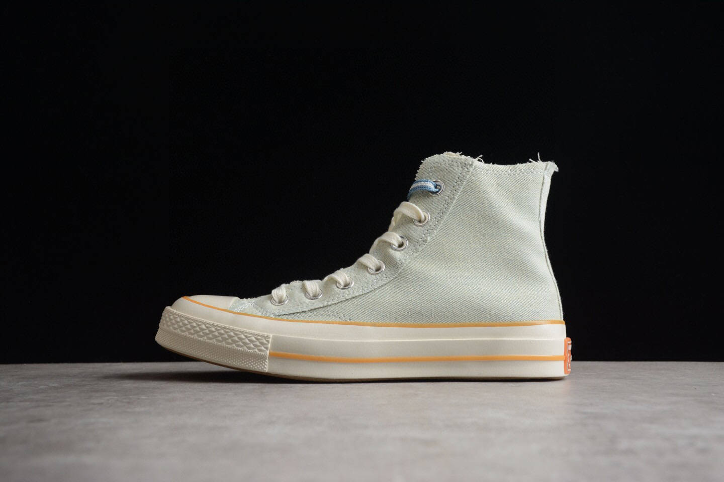 匡威水洗牛仔蓝conversechuck1970s浅橙高帮帆布鞋
