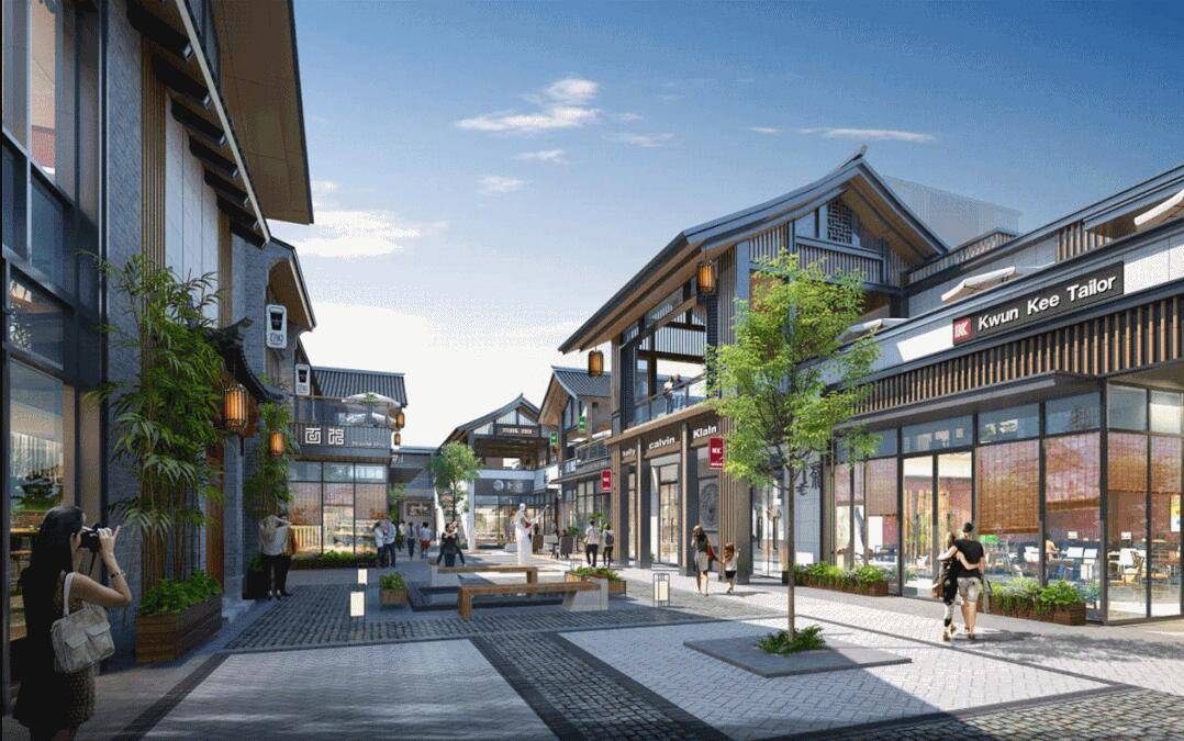 这条跃层新中式仿古街区通过对传统古徽派建筑元素进行提炼,转化成为
