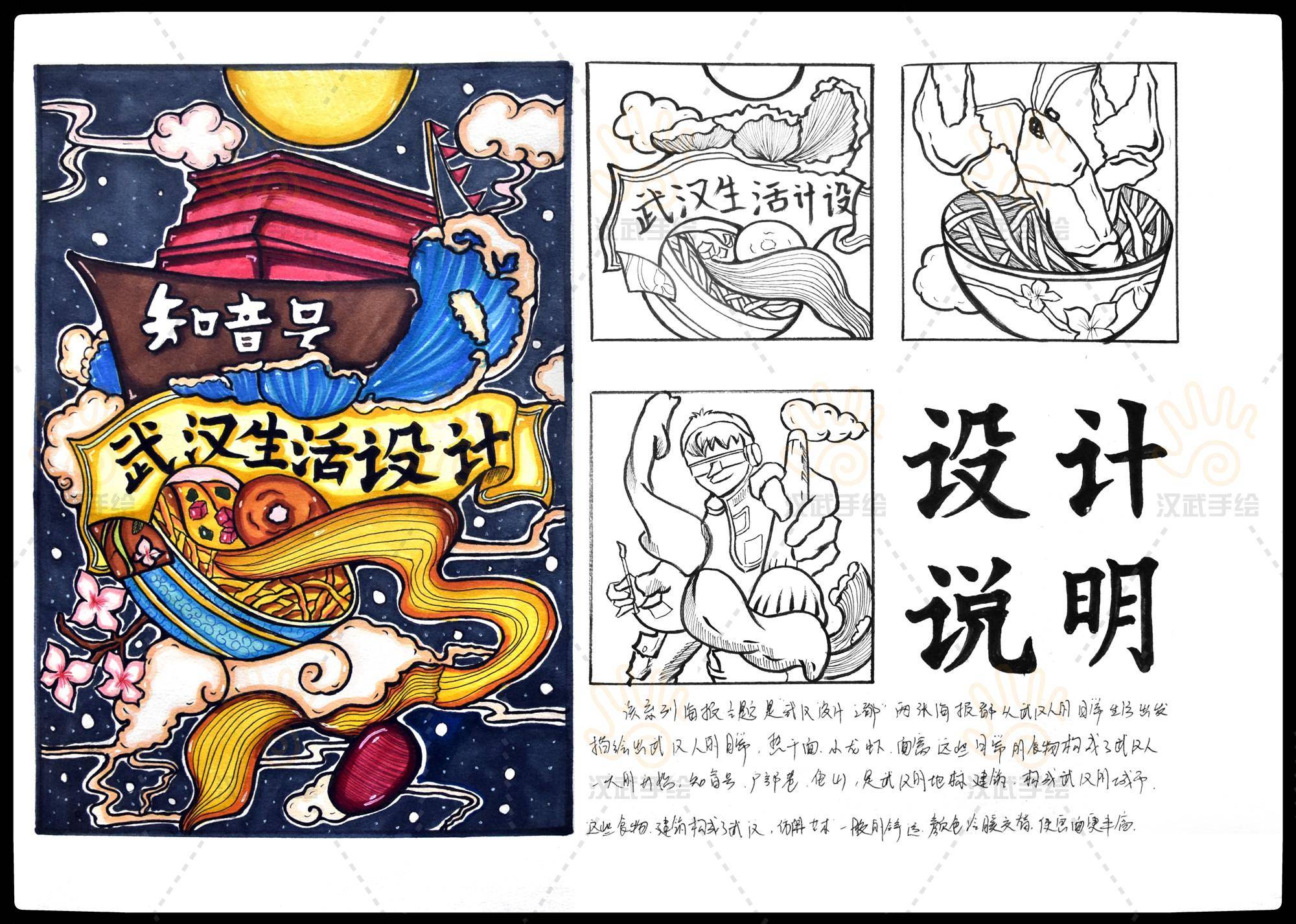 【视传真题解析】第10期丨湖北大学视传考研手绘快题高分试卷_武汉