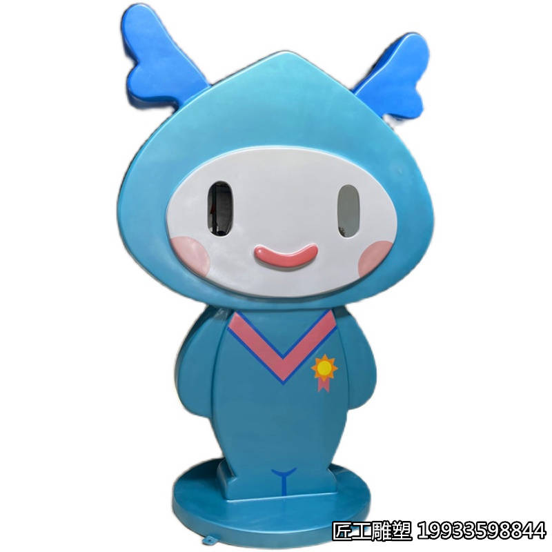 玻璃钢吉祥物龙小湖雕塑 卡通形象公仔_文化_传统_艺术品