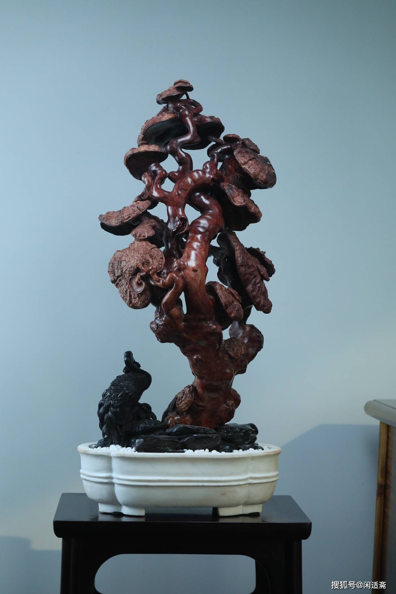 天降祥瑞,海南黄花梨,灵芝盆景摆件_雍正_造型_瑞芝