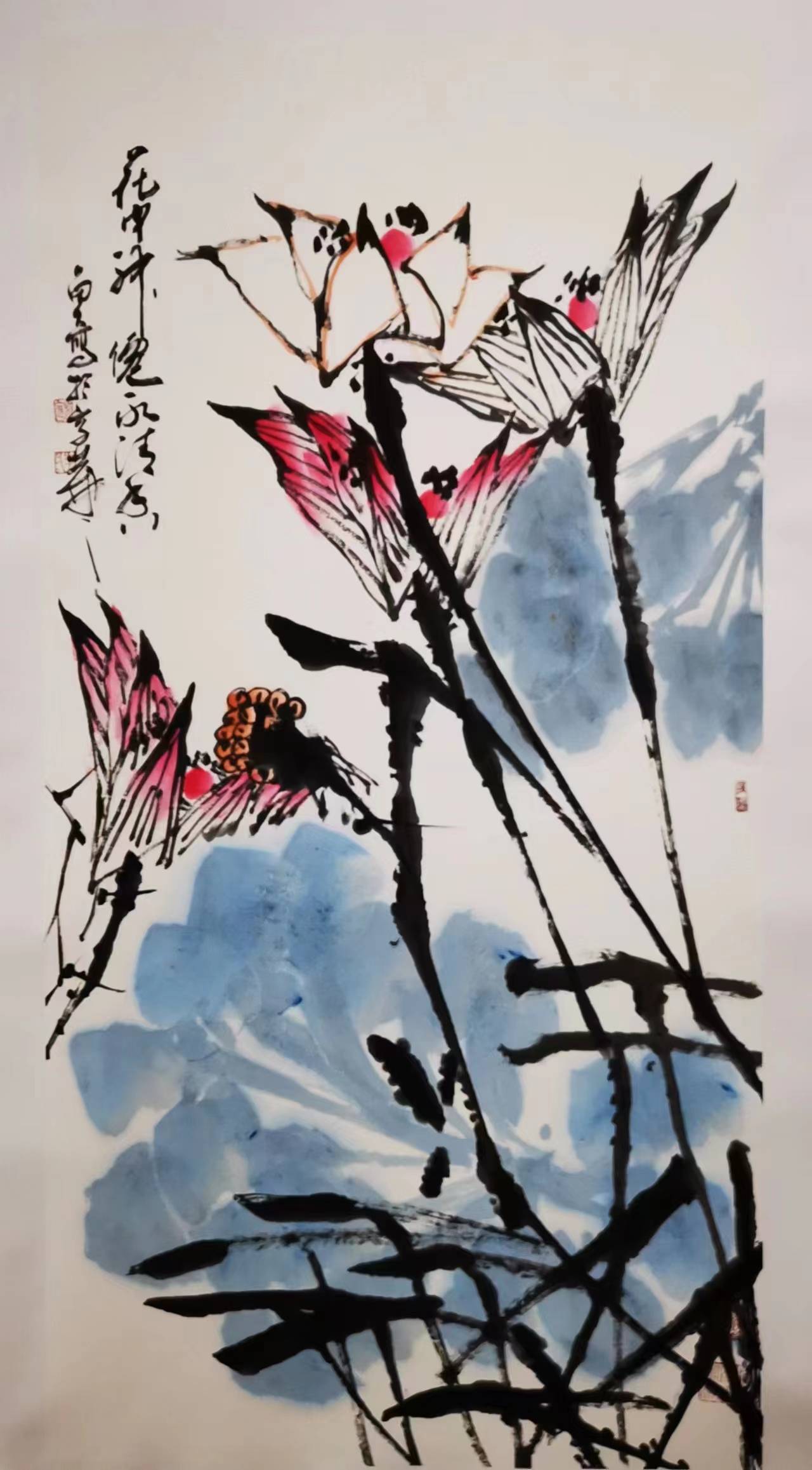 国画巨匠李进潮"中国梦 蓝荷情"国韵荷风…在中国美术馆开展_传统