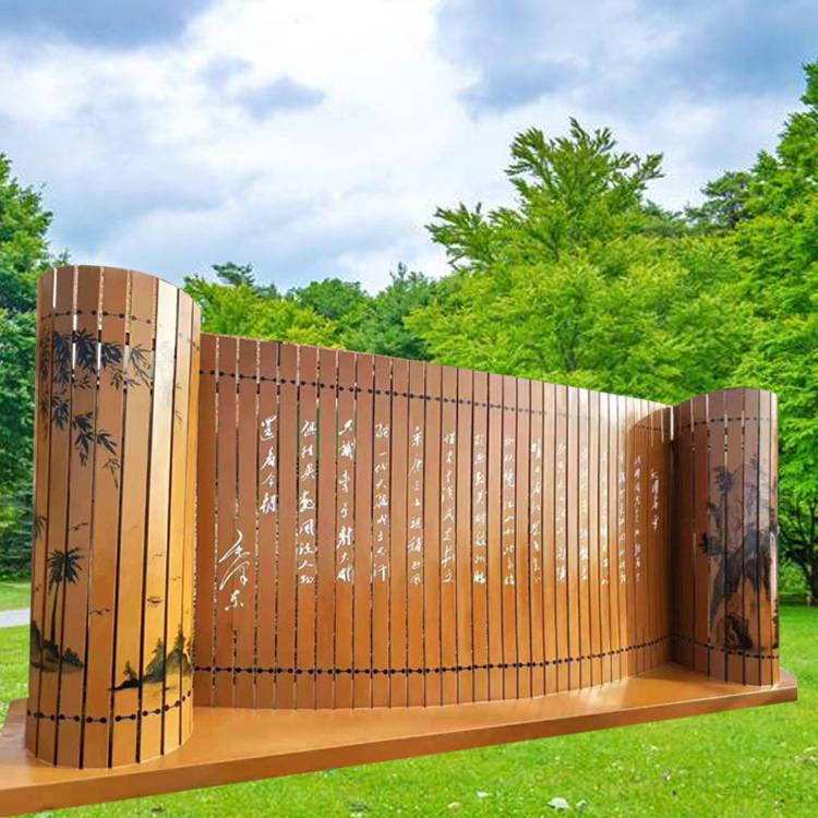 校园不锈钢竹简雕塑_文化_传统_艺术品