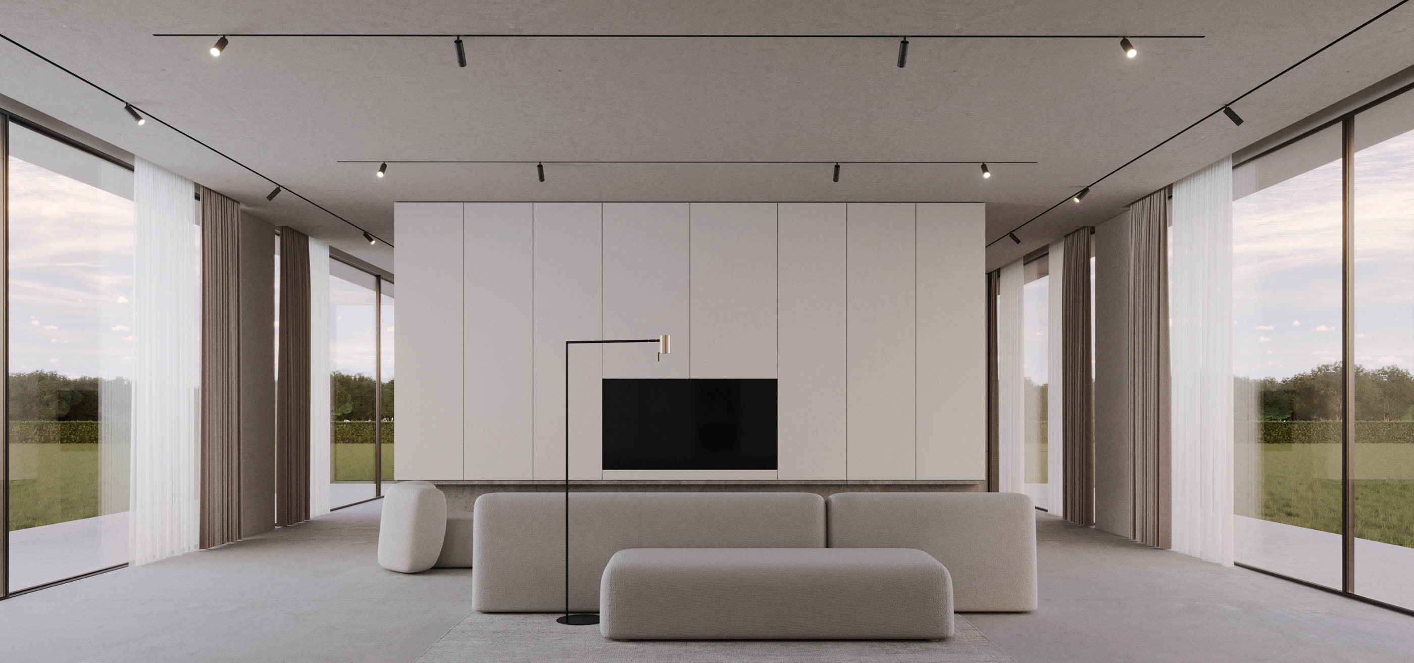 无机硅质板 防潮精装板灰调空间 装配式背景墙板_灰色_客厅_对比