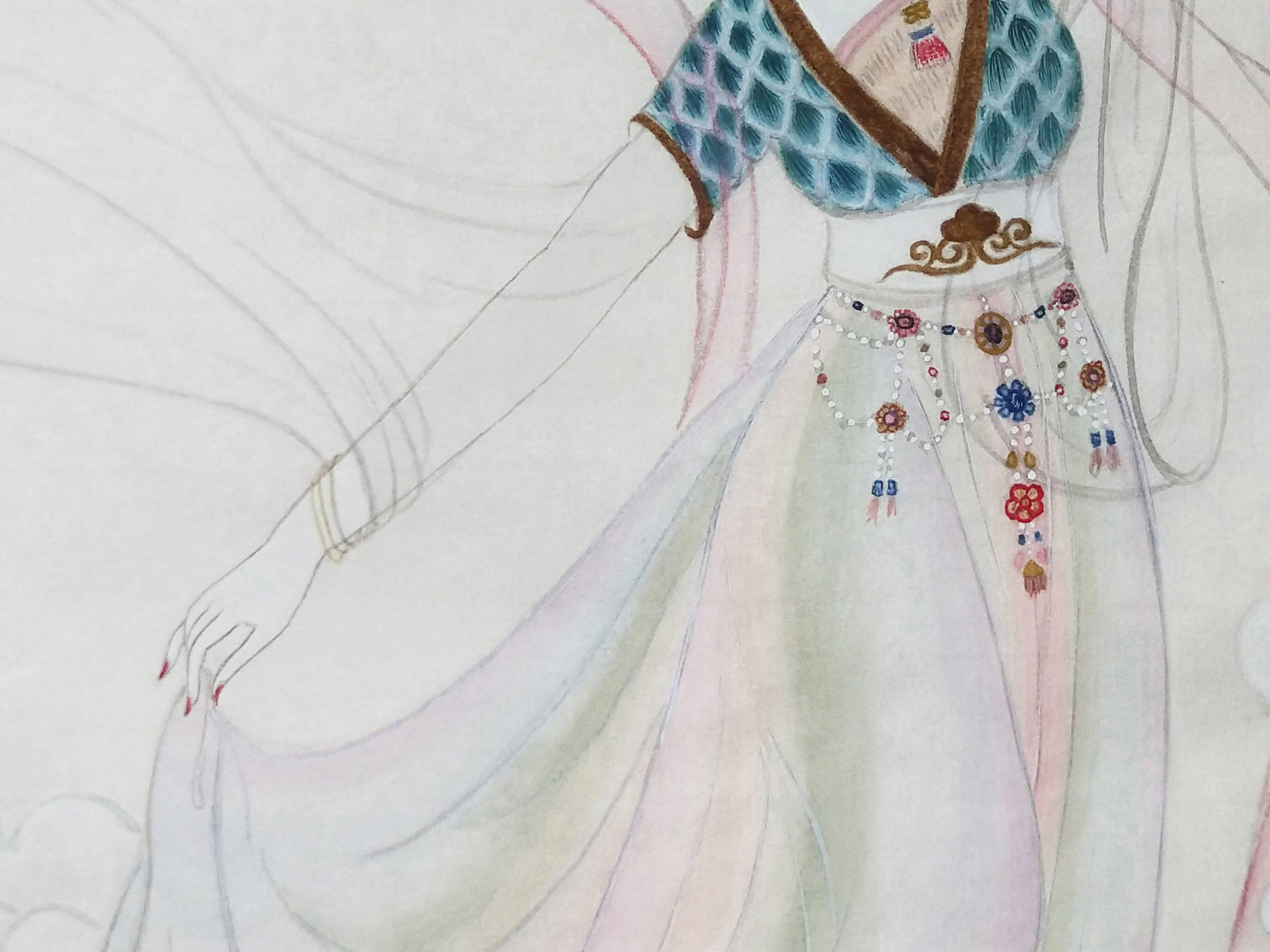 霓裳羽衣舞图(黄丽燕国画工笔画人物画)