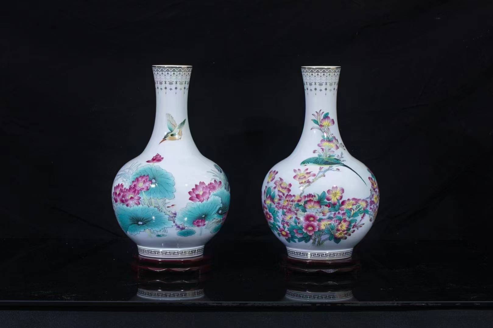 陶瓷泰斗张松茂 百花争艳粉彩瓷板画 瓷艺双绝集大成之作_荷花_藏品