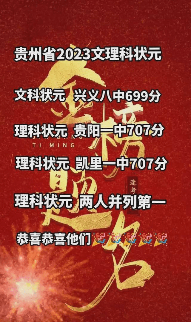2023贵州高考分数出炉 文理状元落户兴义八中 凯里一中 贵阳一中_贵阳