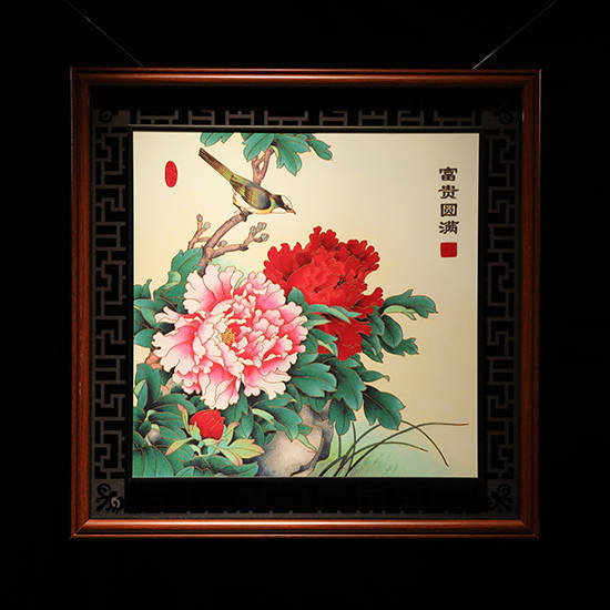 戴嘉林景泰蓝画国色天香掐丝珐琅三联画大师以手为笔珐琅为墨_藏品