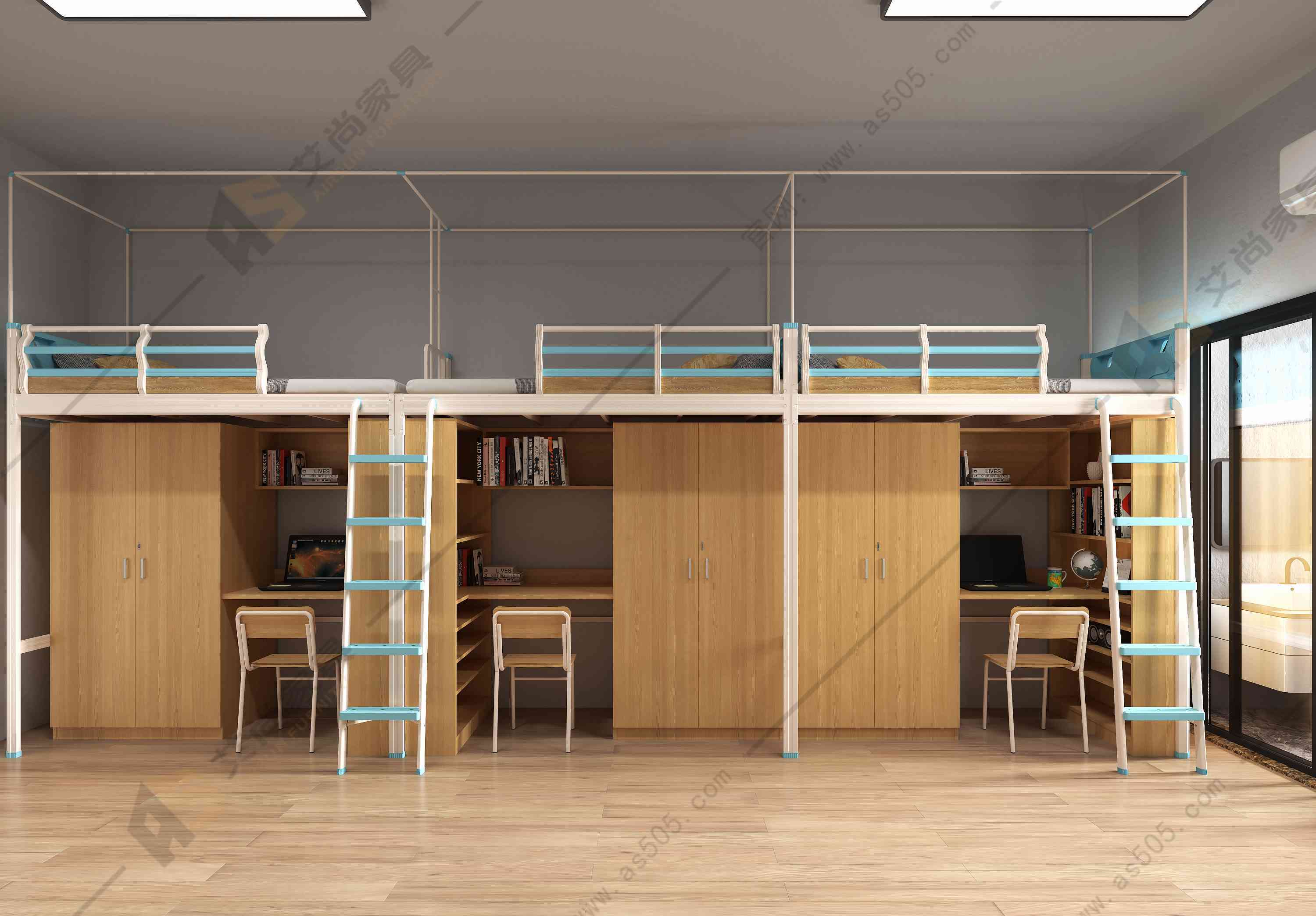 艾尚三连体爬梯宿舍公寓床学生宿舍公寓床与平时单层床体验不同,更