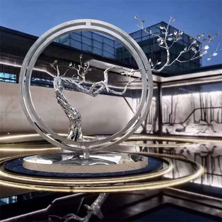 抽象树枝圆环雕塑 不锈钢圆环雕塑_制造_艺术_装饰