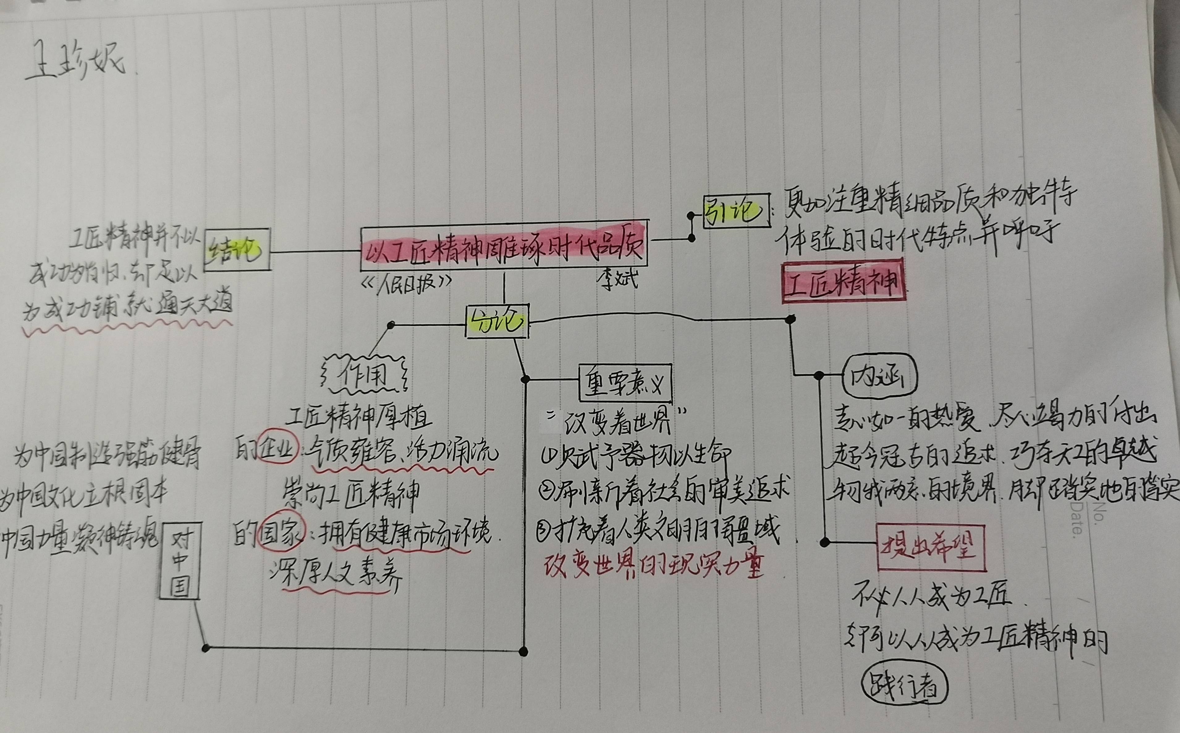 《以工匠精神雕琢时代品质》思维导图教学