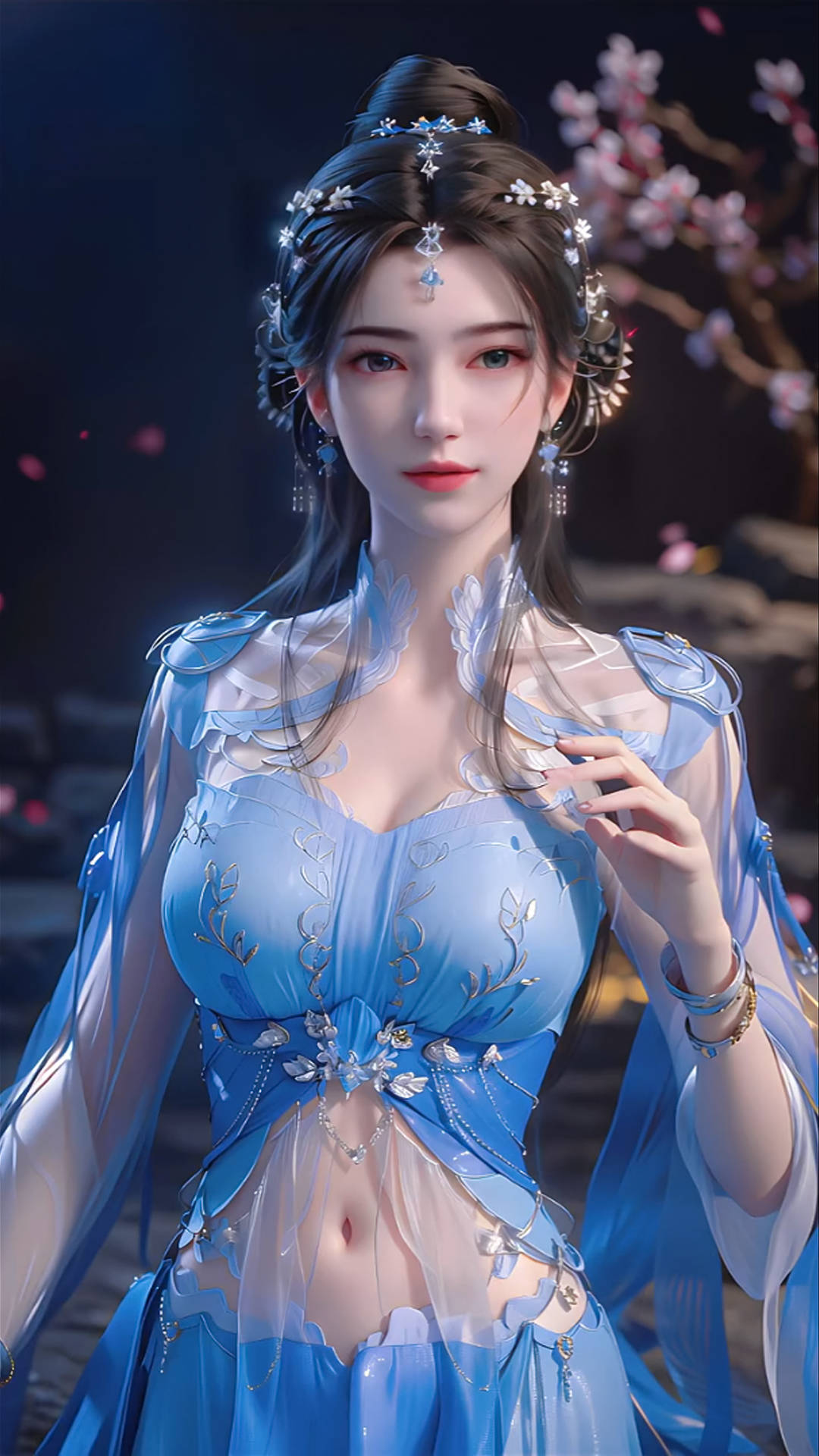 国漫女神李慕婉ai手机壁纸:疑是仙女下凡来,回眸一笑胜星华_水印