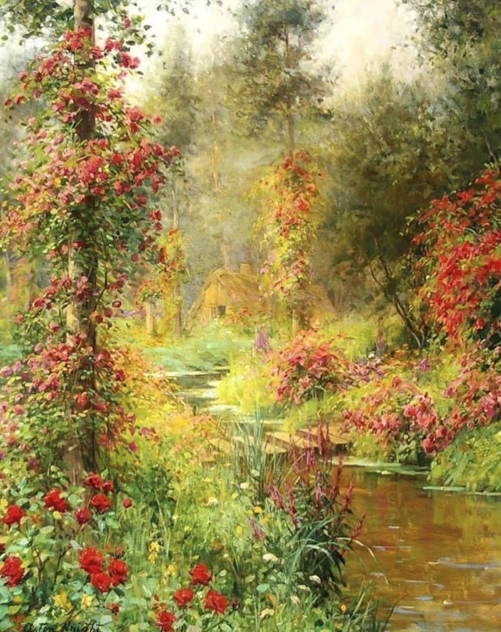 花海——油画风景_海花_水流_风情