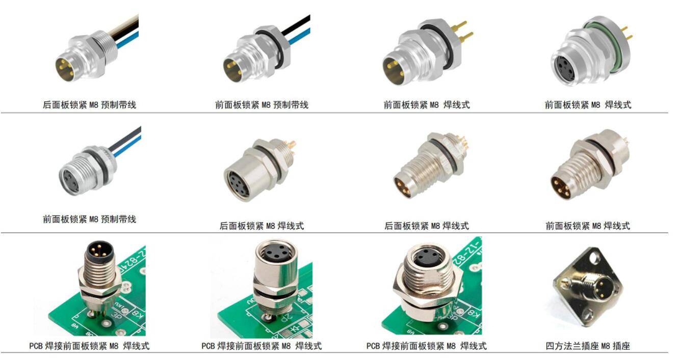 信號電源m12面板法蘭航空插座連接器_應用_包括_標準