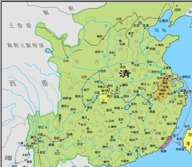 北直隶(北京),云南,陕西,湖广,江西,广东,广西,浙江,福建,辽东,河南
