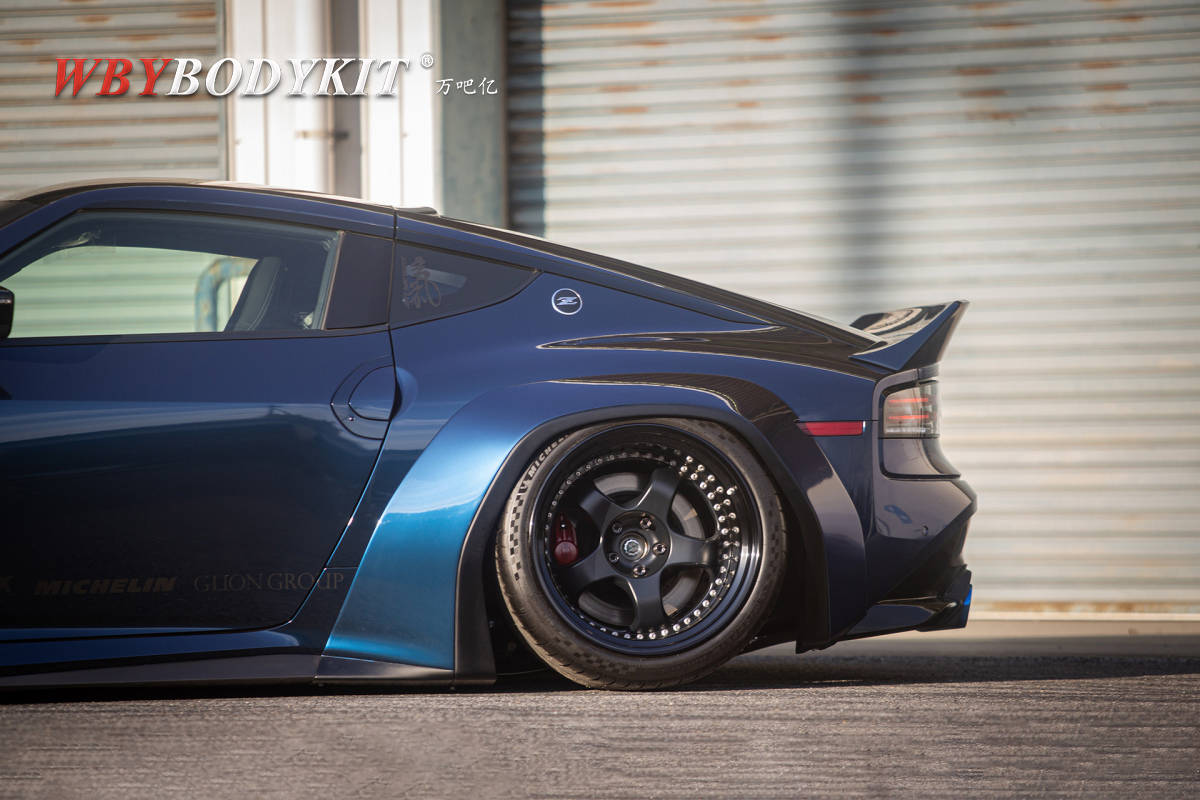 日产rz34 400z改装rocket bunny火箭兔宽体大包围前唇轮眉尾翼前杠