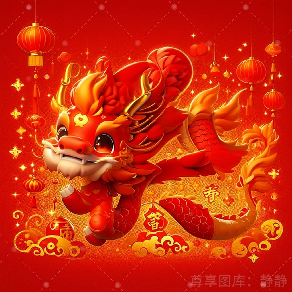 新年头像 2024龙年ai喜庆龙宝宝新年头像 太可爱了!_寓意_好运_福气