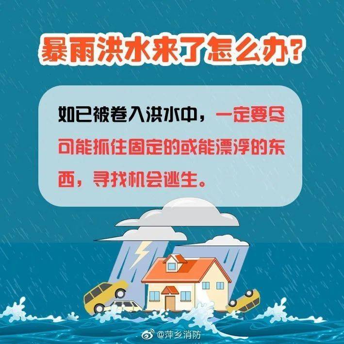 暴雨洪水来了怎么办向上滑动查看来源:综合省防指,江西天气,萍乡消防