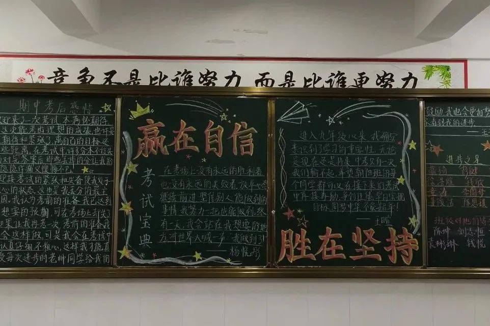 同学们将班级理念,班级制度,班风学风,教室文化,班级活动通过黑板报