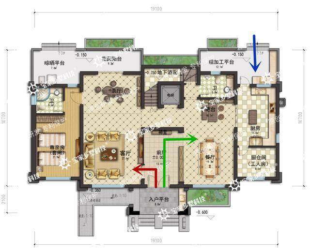 新c2巧妙地用三條入戶動線,主客通道區分,讓問題迎刃而解.