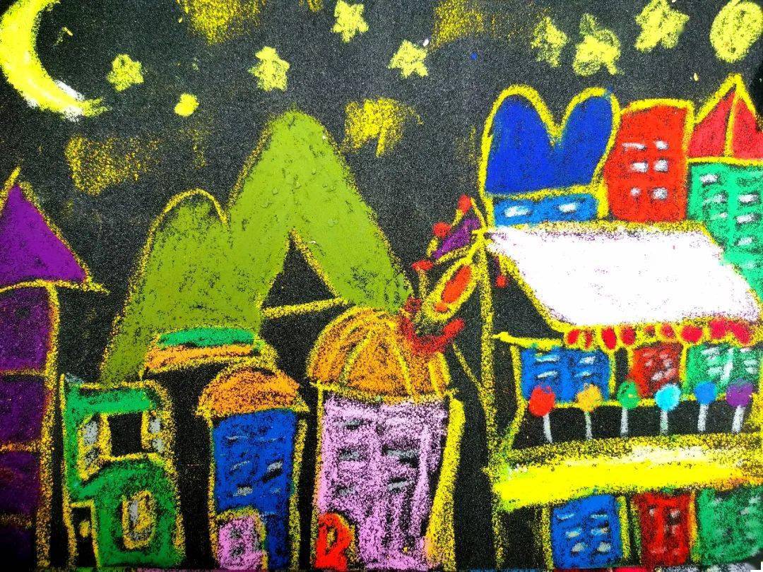 【阳光画廊】缤纷砂纸画之美丽的夜景——西安经开第一学校(西安经发