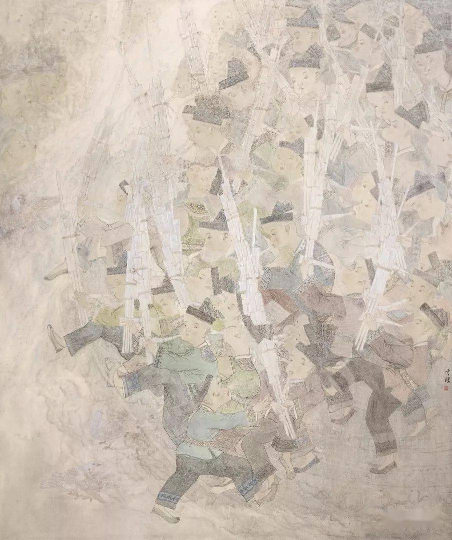 中国画土家织女 李乃蔚 240cm×200cm 中国画游园惊梦 李美林 220cm