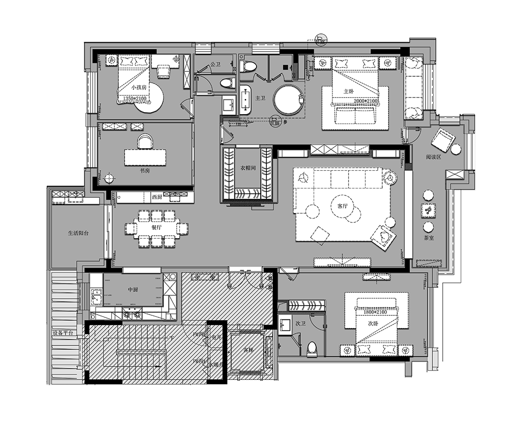 200㎡简雅高级灰极简气质非凡的设计格调