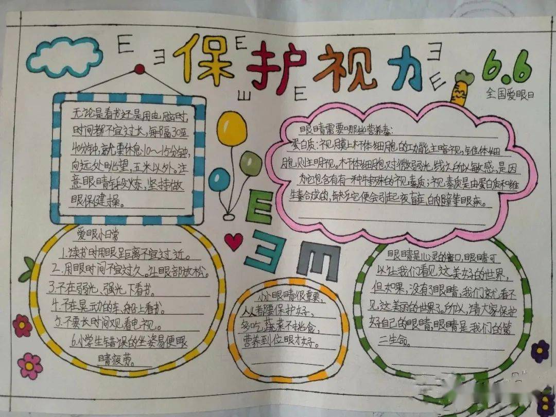 河南省滑县英民小学举行全国爱眼日手抄报评选活动