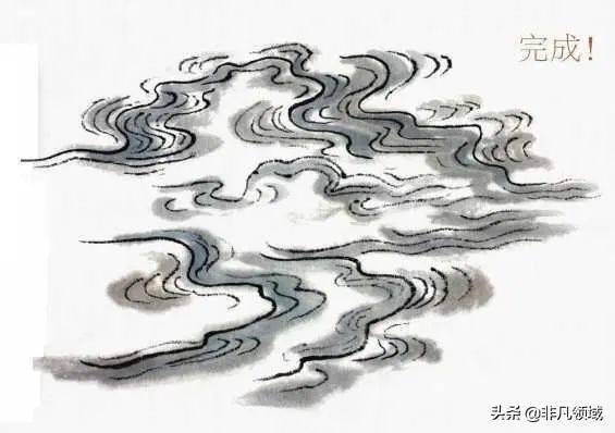 云与水画法怎么样用双勾法画云水学会这些画法画云水很简单