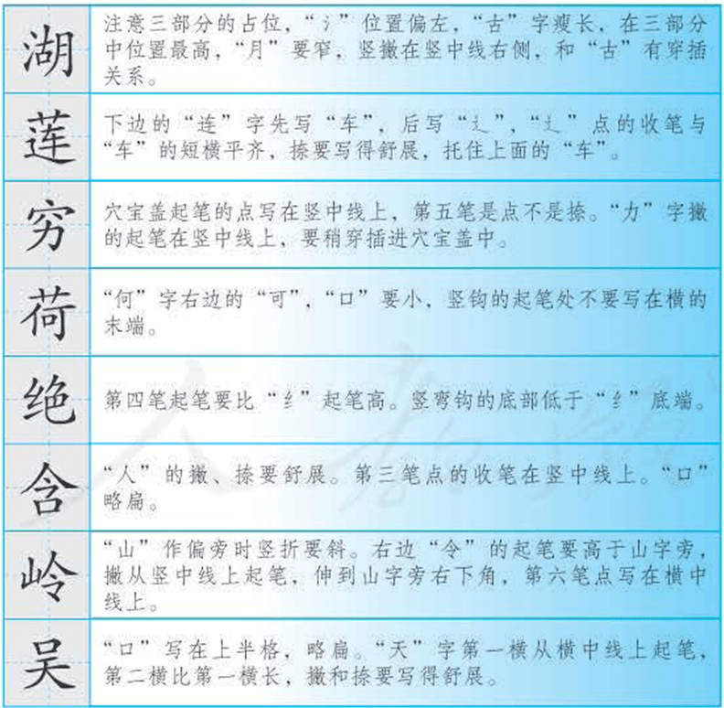 组词 湖(湖水) 莲(莲花) 穷(无穷) 荷(荷叶)  绝(绝