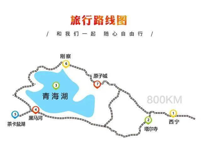 环青海湖的小环线路线图(图:hi驴友)
