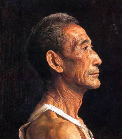 1986年1986年 ,李自健为八旬高龄的父亲绘制了这幅普通的写实油画头像