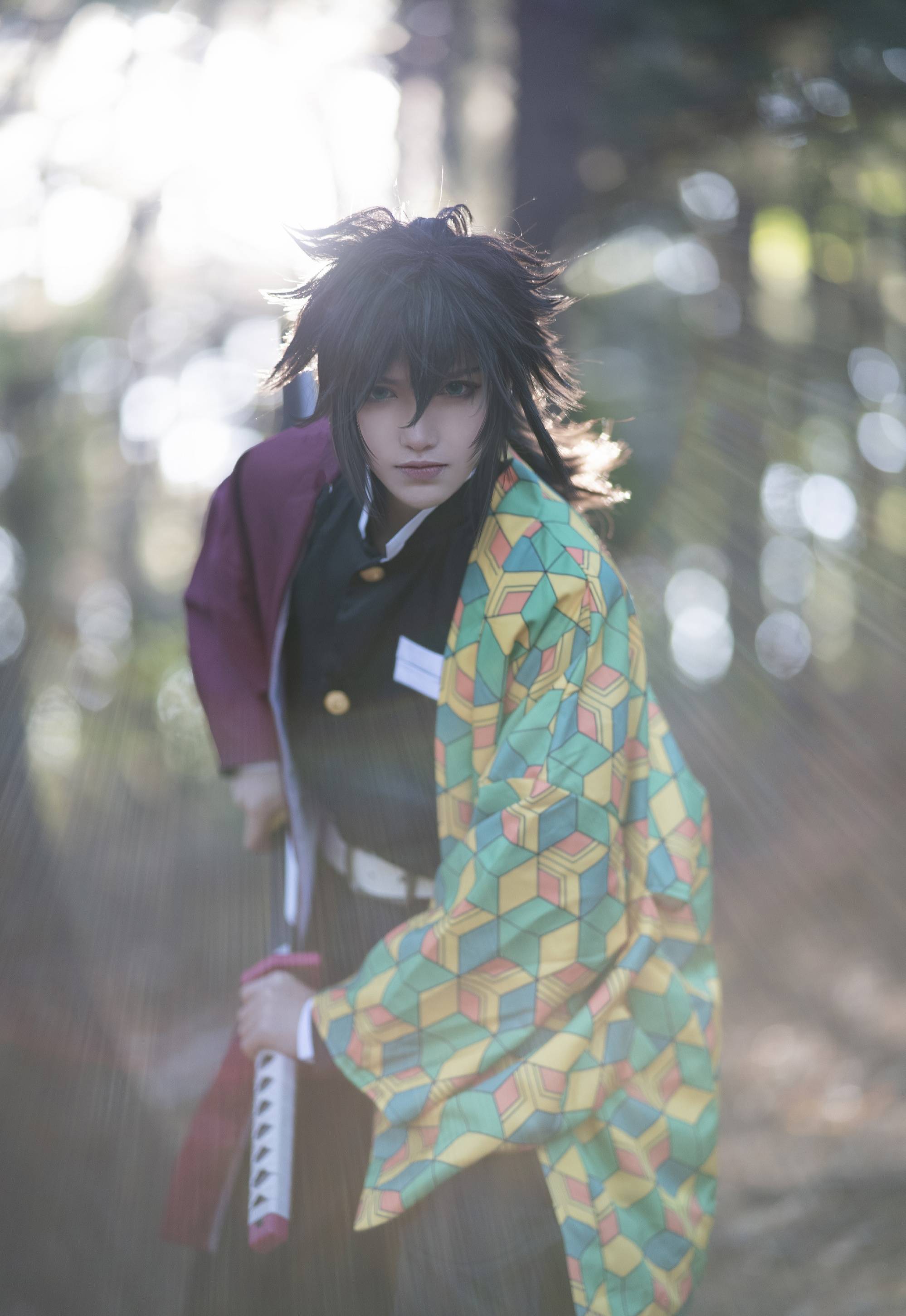 鬼灭之刃富冈义勇cos,本以为是位俊美的男神,结果却是男装大佬