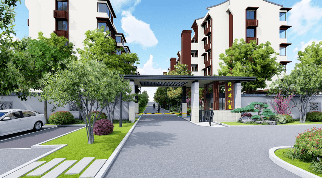 效果图  防洪站拆迁房小区位于瓶窑镇东北角,北侧为良渚遗址西门入口