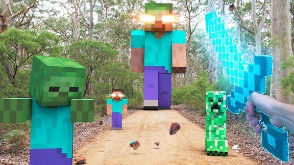 我的世界这个真人mc电影国外超火玩家挑战一群him