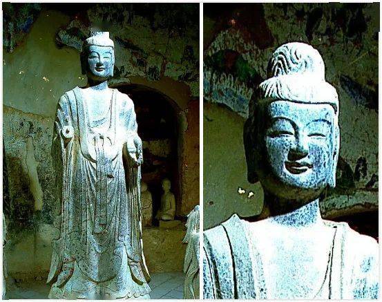 麦积山135号洞窟佛像及头部细节