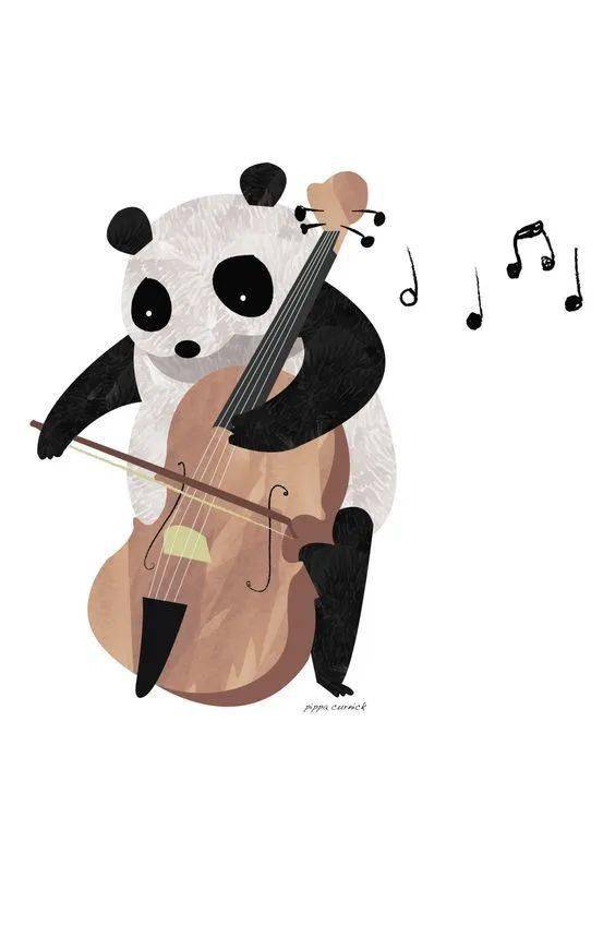 音樂趣圖演奏大提琴的panda