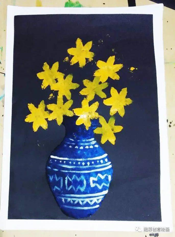 在家就能完成的拓印瓶花,简单又好看_花瓶