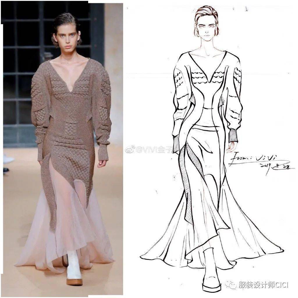 秀场临摹服装效果图线稿50张合计!_线条