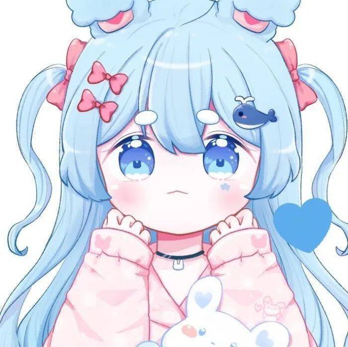 蓝色系可爱女生漫画头像大海的颜色