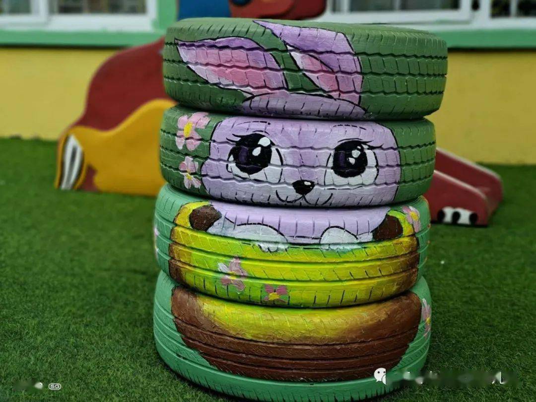 中澳双语幼儿园创意轮胎画变废为宝