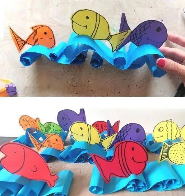 大海小鱼让孩子把印象的海洋世界制作出来跟孩子们一起制作海洋主题的