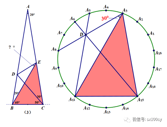 20度顶角等腰三角形与正十八边形
