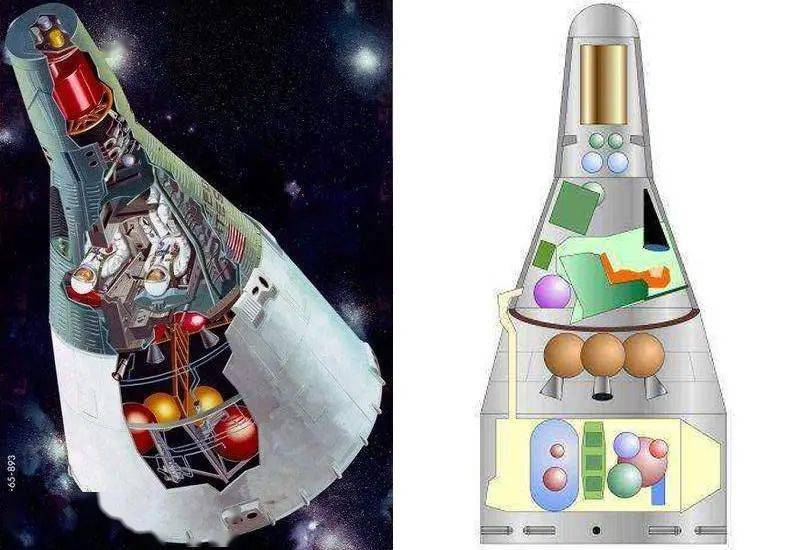 双子星号(左)和曙光一号设计图(右)