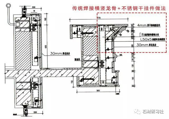 传统干挂做法