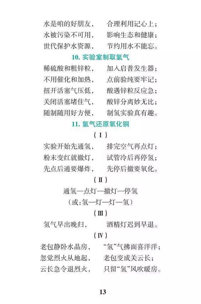 初中化学必背知识点表格版