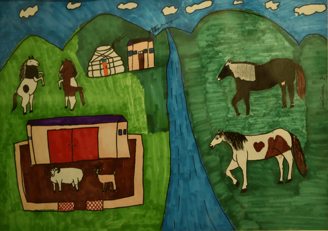 梦幻天堂摄影——群雄纵马摄影——套马油画——敖包山上的鞍马油